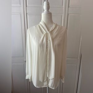 J. Crew Cream Blouse with Tie Neck